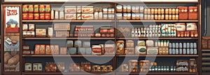 Generative AI Grocery Supermarket Interior With-