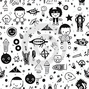 Generative AI Hand Drawn Seamless Pattern-