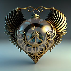 Generative AI: heart beautifully decorated with steampunk style