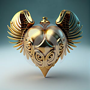 Generative AI: heart beautifully decorated with steampunk style