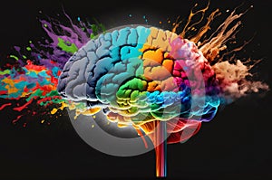 Generative AI human brain exploding with knowledge