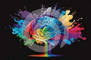 Generative AI human brain exploding with knowledge