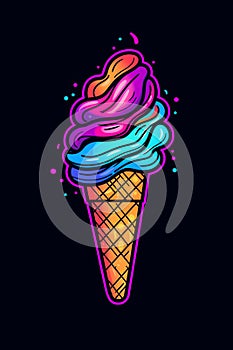 Generative AI Ice Cream Neon Light-