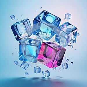 ice cubes isolated on blue background