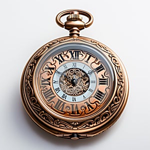 Generative ai illustration of Antique Pocket Watch on white background