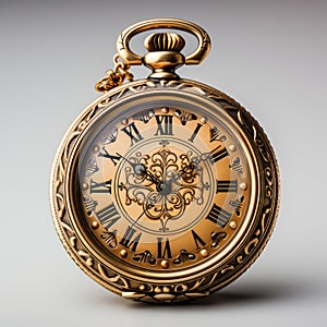 Generative ai illustration of Antique Pocket Watch on white background