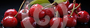 Generative ai illustration of a Creative food summer Cherries fruits banner