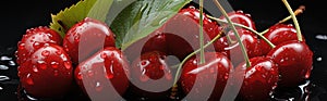 Generative ai illustration of a Creative food summer Cherries fruits banner