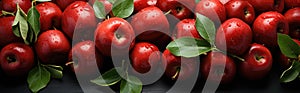 Generative ai illustration of a Creative food summer red apple fruits banner