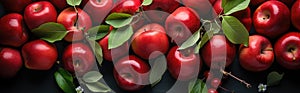 Generative ai illustration of a Creative food summer red apple fruits banner