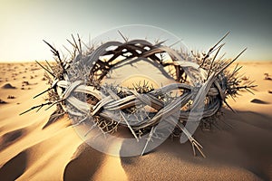 Generative AI illustration of religious Crown of Thorns Jesus Christ Crucifixion at Easter Christianity photo
