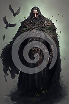 Generative AI illustration of druid mage fantasy character design