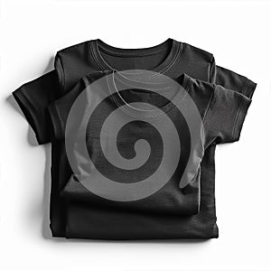 Generative ai illustration of flat black T shirt packshot on white