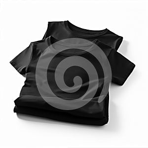 Generative ai illustration of flat black T shirt packshot on white