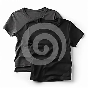 Generative ai illustration of flat black T shirt packshot on white