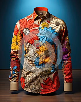 Generative ai illustration of floral printed long sleeves shirt