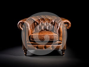 Generative ai illustration of luxurious brown leather armchair