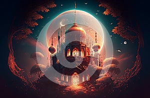 Generative AI illustration of muslim ramadan images background