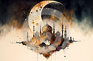 Generative AI illustration of muslim ramadan images background