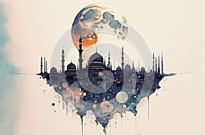 Generative AI illustration of muslim ramadan images background