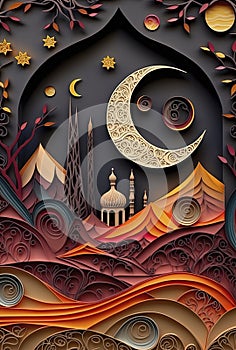 Generative AI illustration of muslim ramadan images background