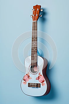 small pastel colored ukulele, generated ai illustration