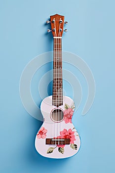 small pastel colored ukulele, generated ai illustration