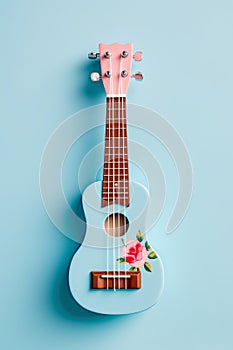 small pastel colored ukulele, generated ai illustration