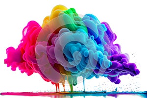 Rainbow colored smoke cloud