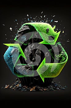 Generative AI illustration of Recycle logo of environment