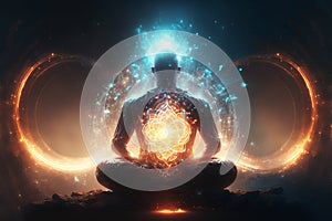 Generative AI illustration of spiritual awakening enlightment meditation