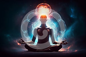 Generative AI illustration of spiritual awakening enlightment meditation