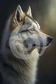 Generative AI illustration studio portrait style image of Huskie pedigree dog breed