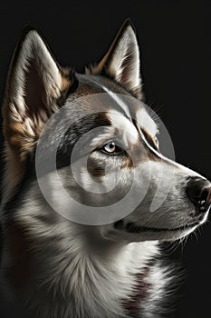 Generative AI illustration studio portrait style image of Huskie pedigree dog breed