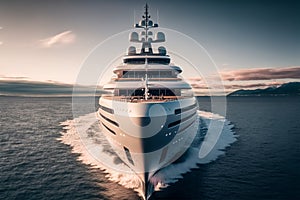 Generative AI illustration of superyacht at sea