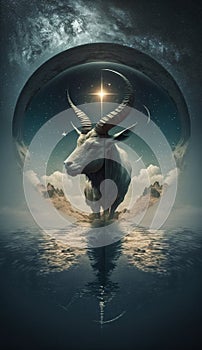 Generative AI illustration surreal astrology concept. zodiac signs. Capricorn