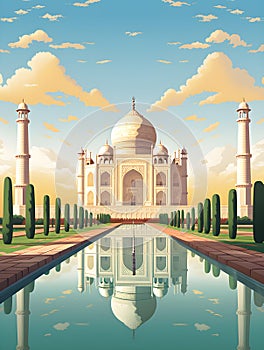 Generative AI Illustration, Taj Mahal is a palace in India.