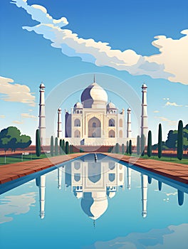 Generative AI Illustration, Taj Mahal is a palace in India.