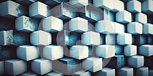 Cube Grid Background Texture - Blue and White Colours - Generative AI Illustration