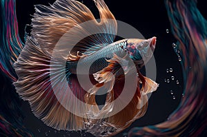 Generative AI illustration of wonderful and colorful betta fish