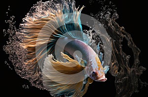 Generative AI illustration of wonderful and colorful betta fish