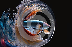 Generative AI illustration of wonderful and colorful betta fish