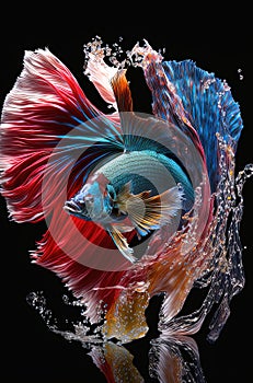 Generative AI illustration of wonderful and colorful betta fish