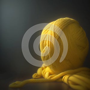 Generative AI illustration of yellow wool yarn ball