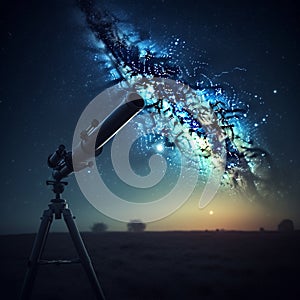 Generative AI illustrations, Astronomical telescope for observing stars, planets, Moon, celestial objects in the sky.