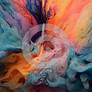 Generative ai illustrations, FLUID ART, MIXING COLORS, THAT EXPLODE AND CREATE A MAGIC OF COLORS