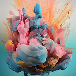 Generative ai illustrations, FLUID ART, MIXING COLORS, THAT EXPLODE AND CREATE A MAGIC OF COLORS