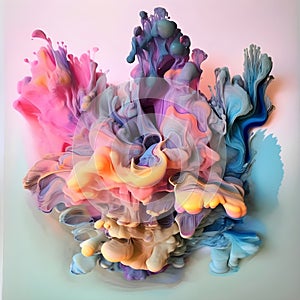 Generative ai illustrations, FLUID ART, MIXING COLORS, THAT EXPLODE AND CREATE A MAGIC OF COLORS