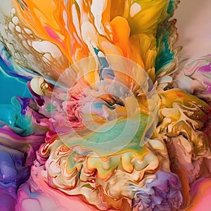 Generative ai illustrations, FLUID ART, MIXING COLORS, THAT EXPLODE AND CREATE A MAGIC OF COLORS