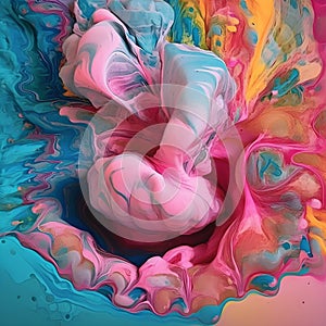Generative ai illustrations, FLUID ART, MIXING COLORS, THAT EXPLODE AND CREATE A MAGIC OF COLORS